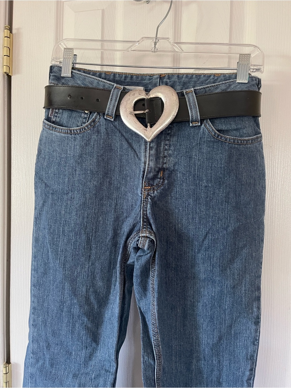 RARE!  Black Belt with Silver Heart Buckle